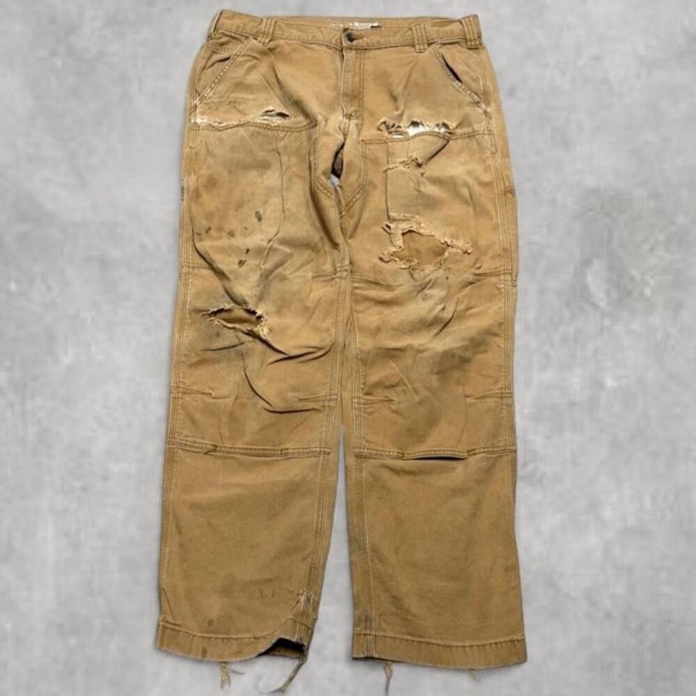Carhartt Men's Tan and Brown Jeans
